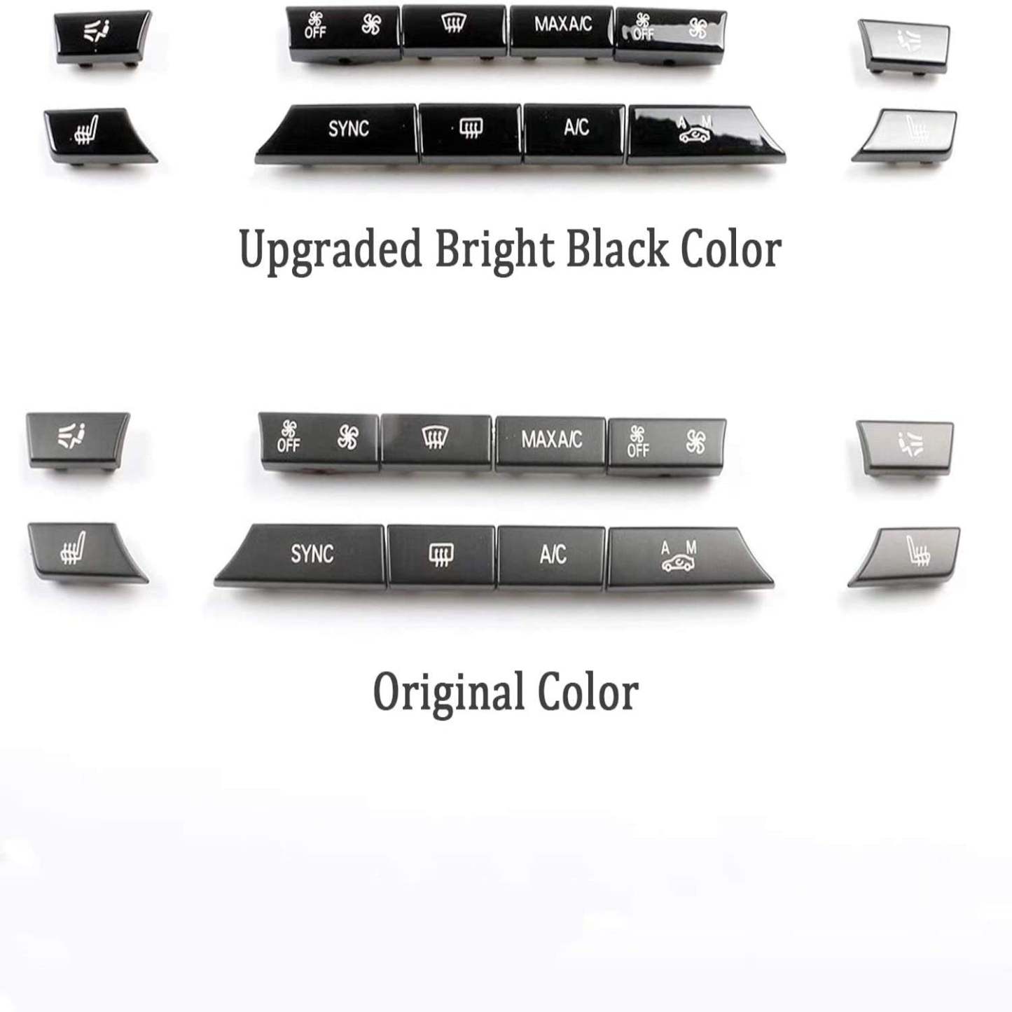 For BMW 5 6 7 X5 X6 A/C Climate Control Button Covers 12PCS| Bright Black | YDSSTORE