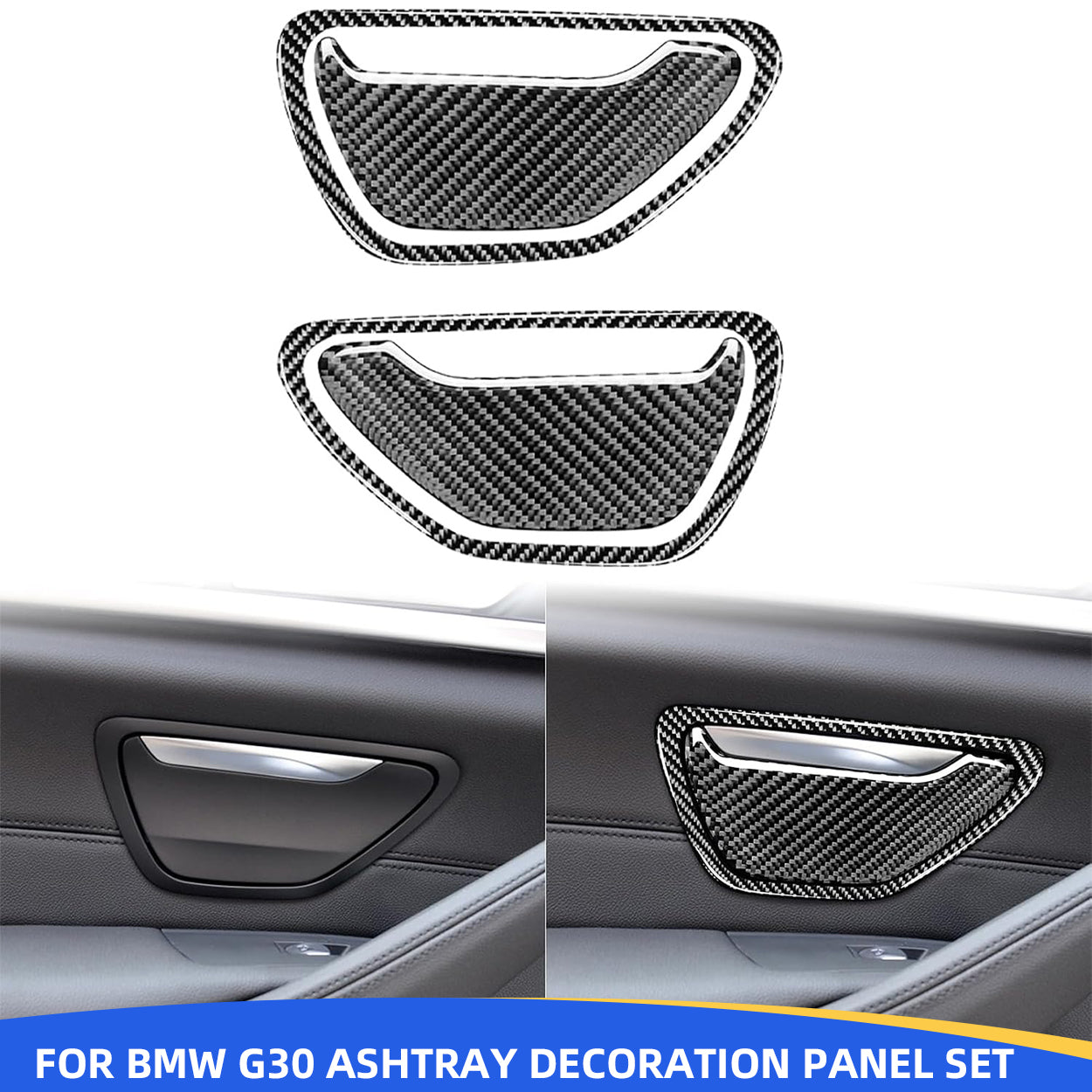 YDSSTORE  Real Carbon Fiber Car Door Side Ashtray Decoration Panel Decals (4pcs Set) | Premium Soft Carbon Fiber Interior Trim for BMW 5 Series G30 (2017-2023)-autoydsstore