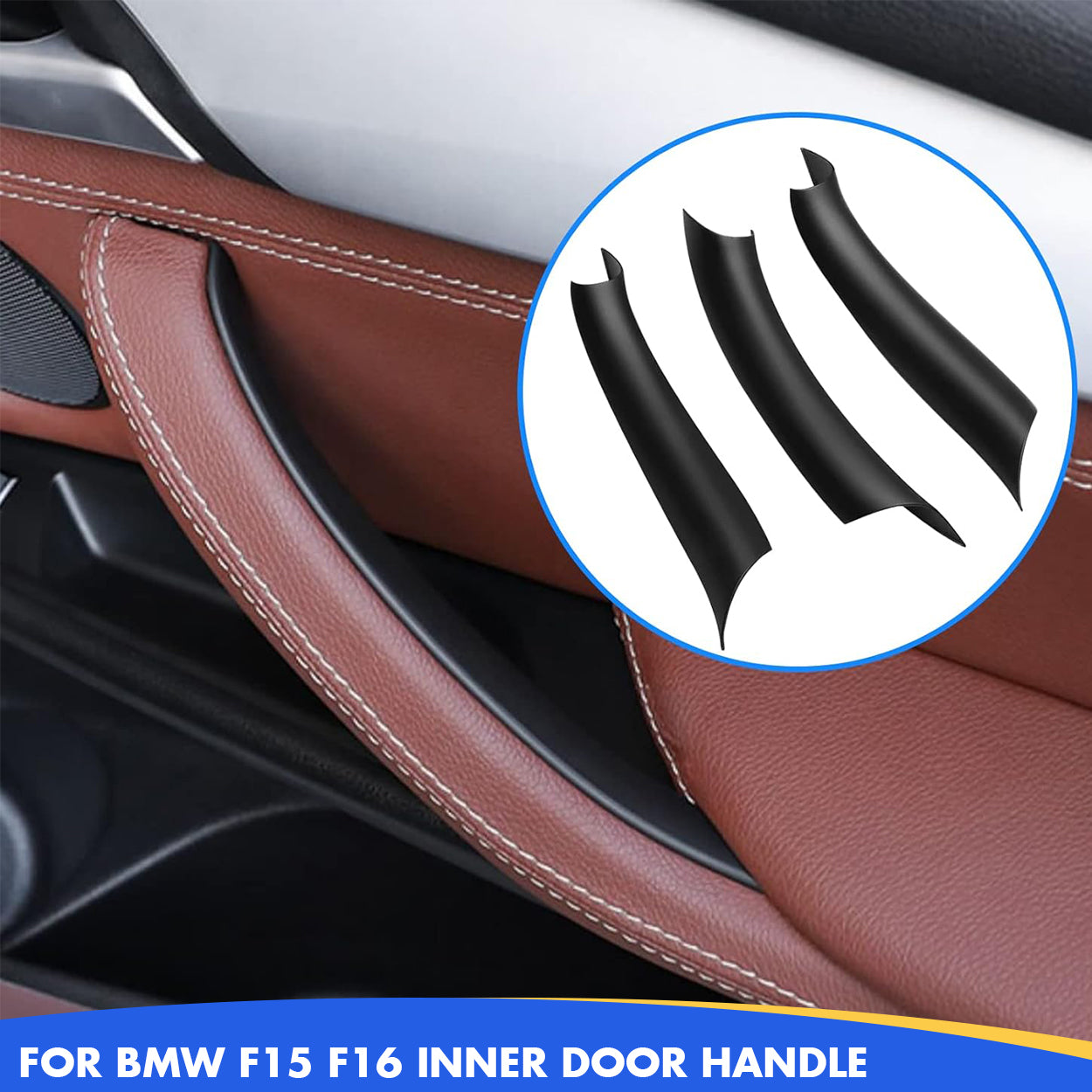 For BMW X5 F15/X6 F16 Door Handle Covers – 3PCS Set for BMW X5 F15 (2014-2018) & X6 F16 (2015-2018) Left and Right Side Interior Door Pull Handle Covers-autoydsstore