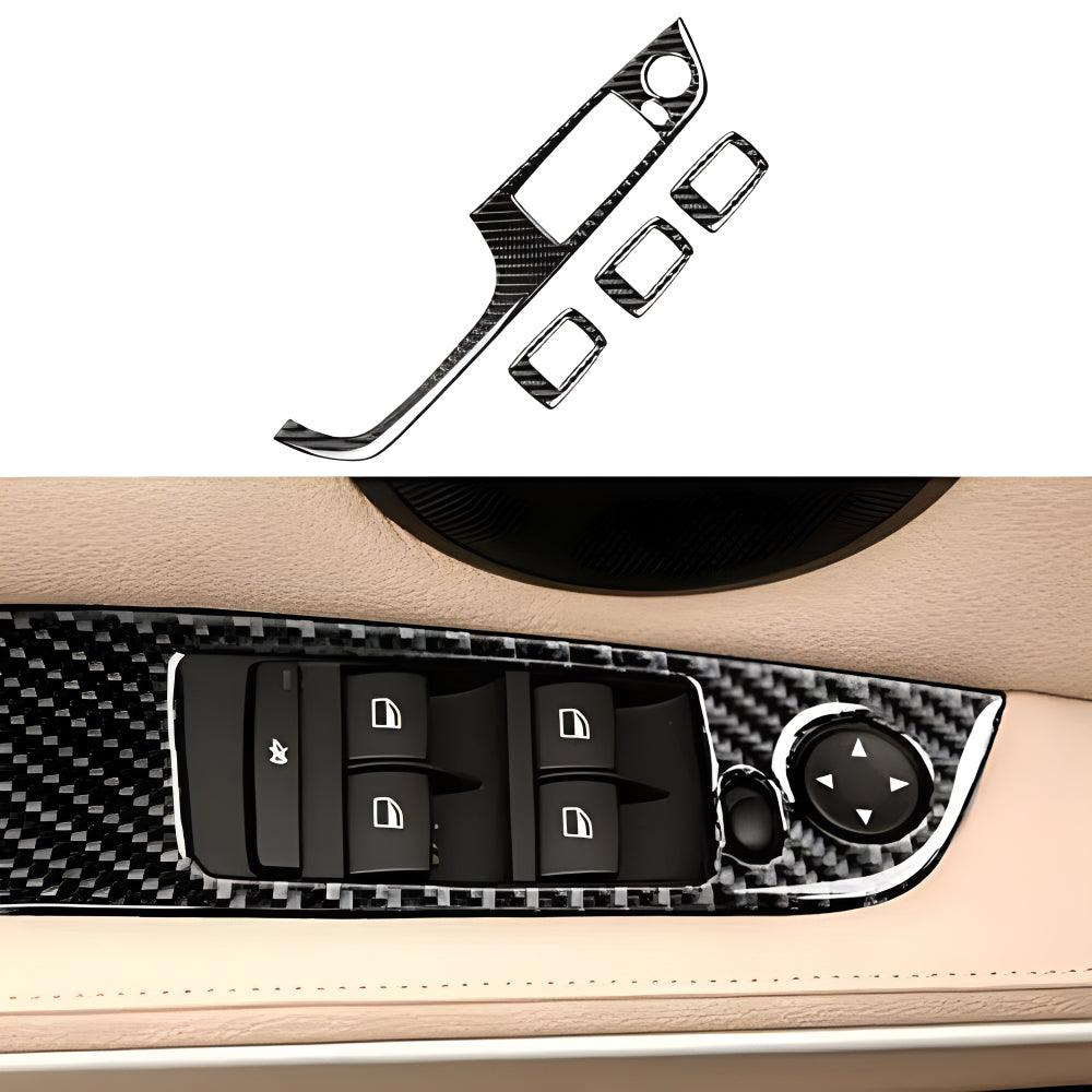 YDSSTORE Real Premium Carbon Fiber Car Window Lift Switch Panel Cover Interior Trim Compatible with BMW 3 Series E90 325i 328i 330i 335i 2006-2012 Accessories Black - 358mm Without Folding Button 4PCS-autoydsstore