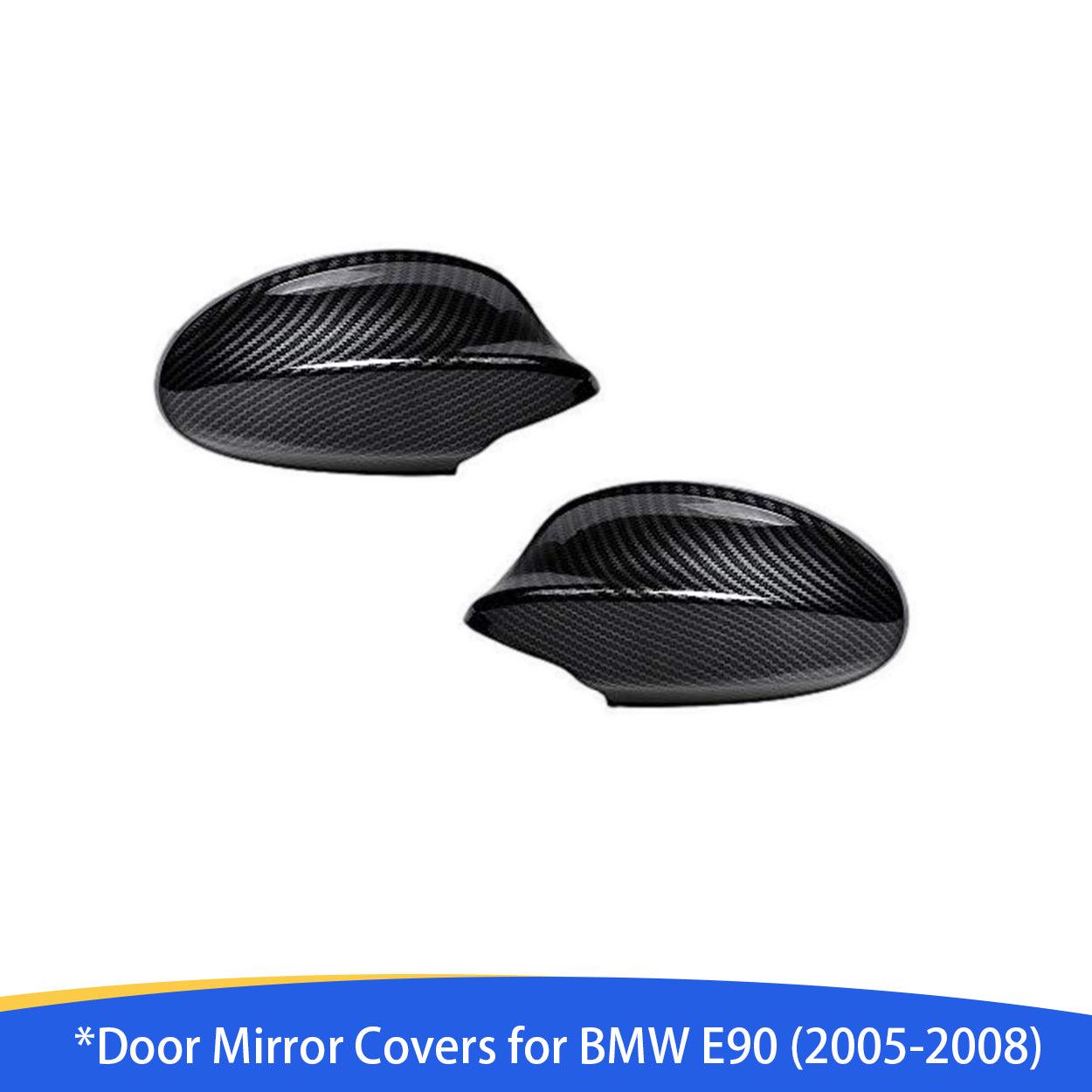 Left and Right Side Mirror Cover Caps for 2005-2008 BMW E90 E91 323i 325i 328i 335i Pre-LCI