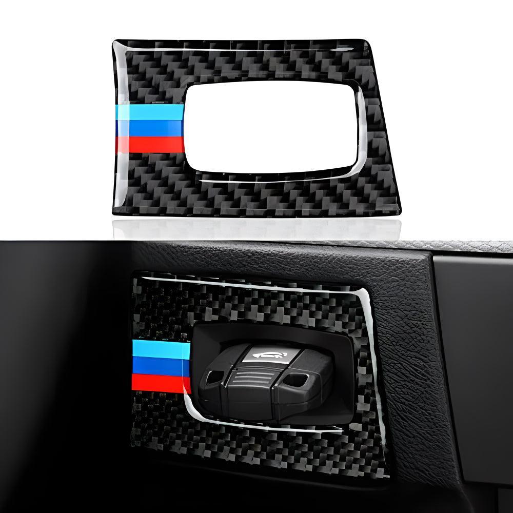 Car Key Engine Start Stop Push Start Button Frame Trim Cover Carbon Fiber Sticker Decal fits for BMW E90 E92 E93 2006 2007 2008 2009 2010 2011 Accessories-autoydsstore