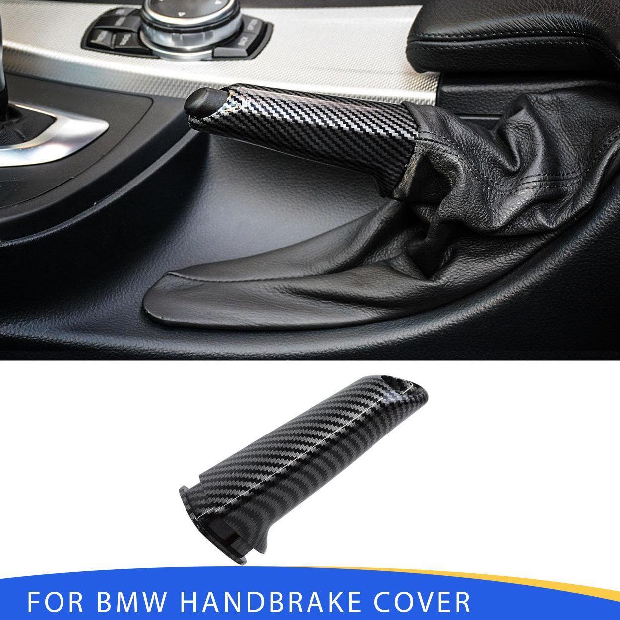 Carbon Fiber Pattern Handbrake Cover Grip Handle Lever for BMW 1 2 3 4 Series E90 E91 E92 Z4 E85 E86 E87 E81 E82 E87 E88 E60 E61 – Compatible Accessory (Not for F Series)-autoydsstore