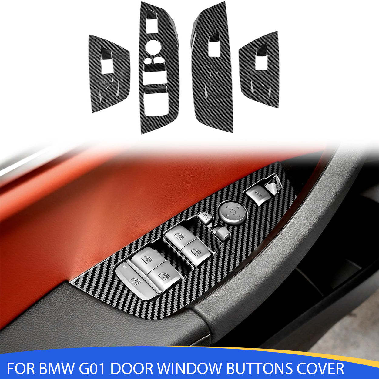 YDSSTORE  For BMW X3 X4 G01 G02 (2018-2023) Door Window Button Cover – ABS Plastic with Carbon Fiber. Matte Black. and Chrome Finish-autoydsstore