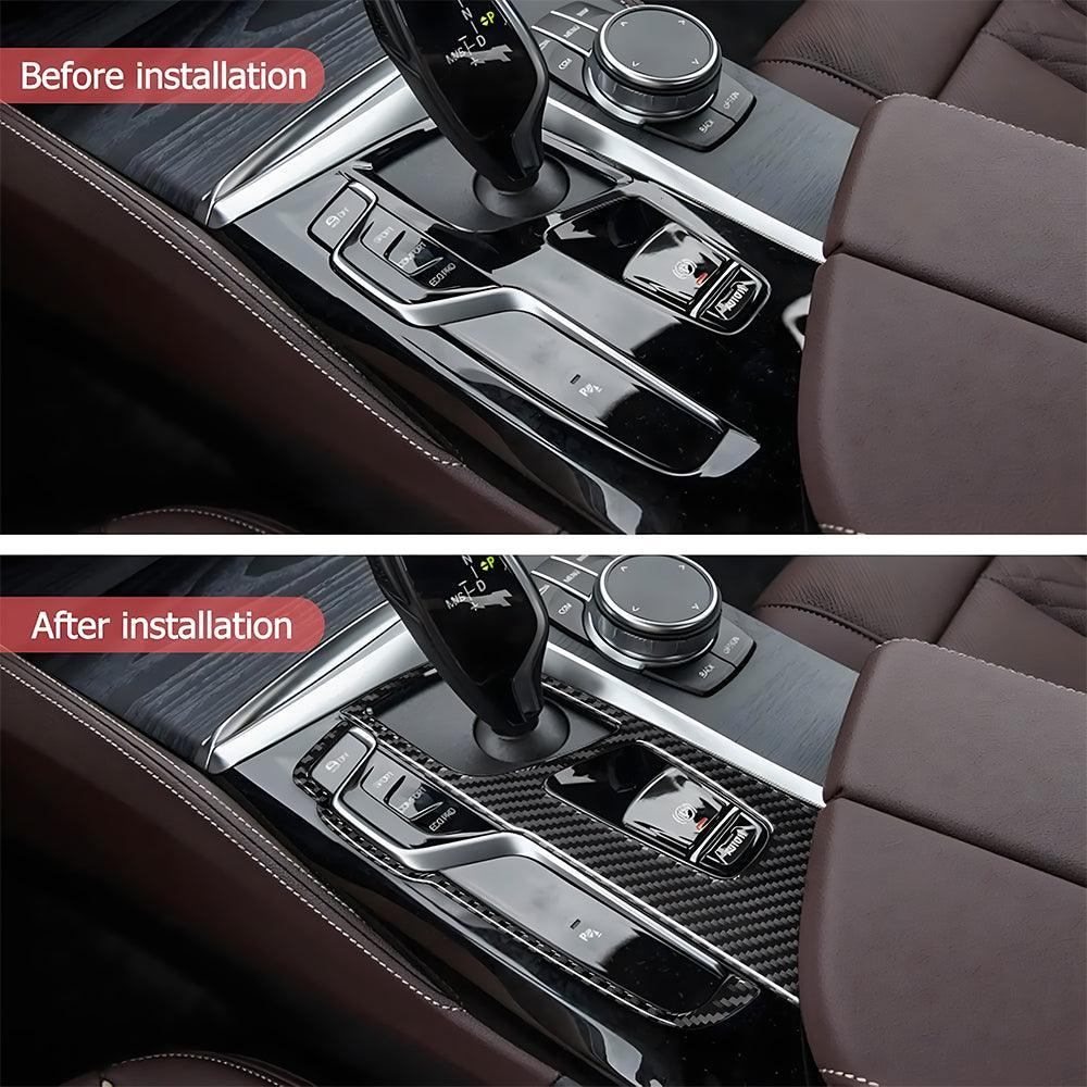 YDSSTORE  Compatible with Carbon Fiber Gear Shift Box Button Panel Cover Trim Sticker Interior Accessories for BMW 5 Series G30 G38 525i 530i 540i 2018 2019 2020 2021 Black 2PCS-autoydsstore