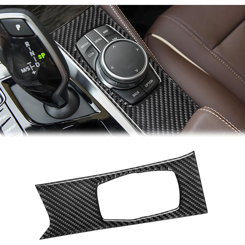 Compatible with Carbon Fiber Multimedia Knob Button Panel Cover Trim Sticker Interior Accessories for BMW 5 Series G30 G38 525i 530i 540i 2018 2019 2020 2021 Black 1PCS-autoydsstore