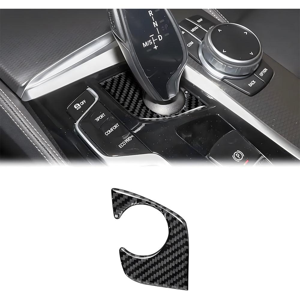 Compatible with Carbon Fiber Console Gear Shifter Shift Box Panel Trim Cover Sticker Interior for BMW 5 Series Accessories G30 525i 530i 540i 2018 2019 2020 2021 Black 1PCS-autoydsstore