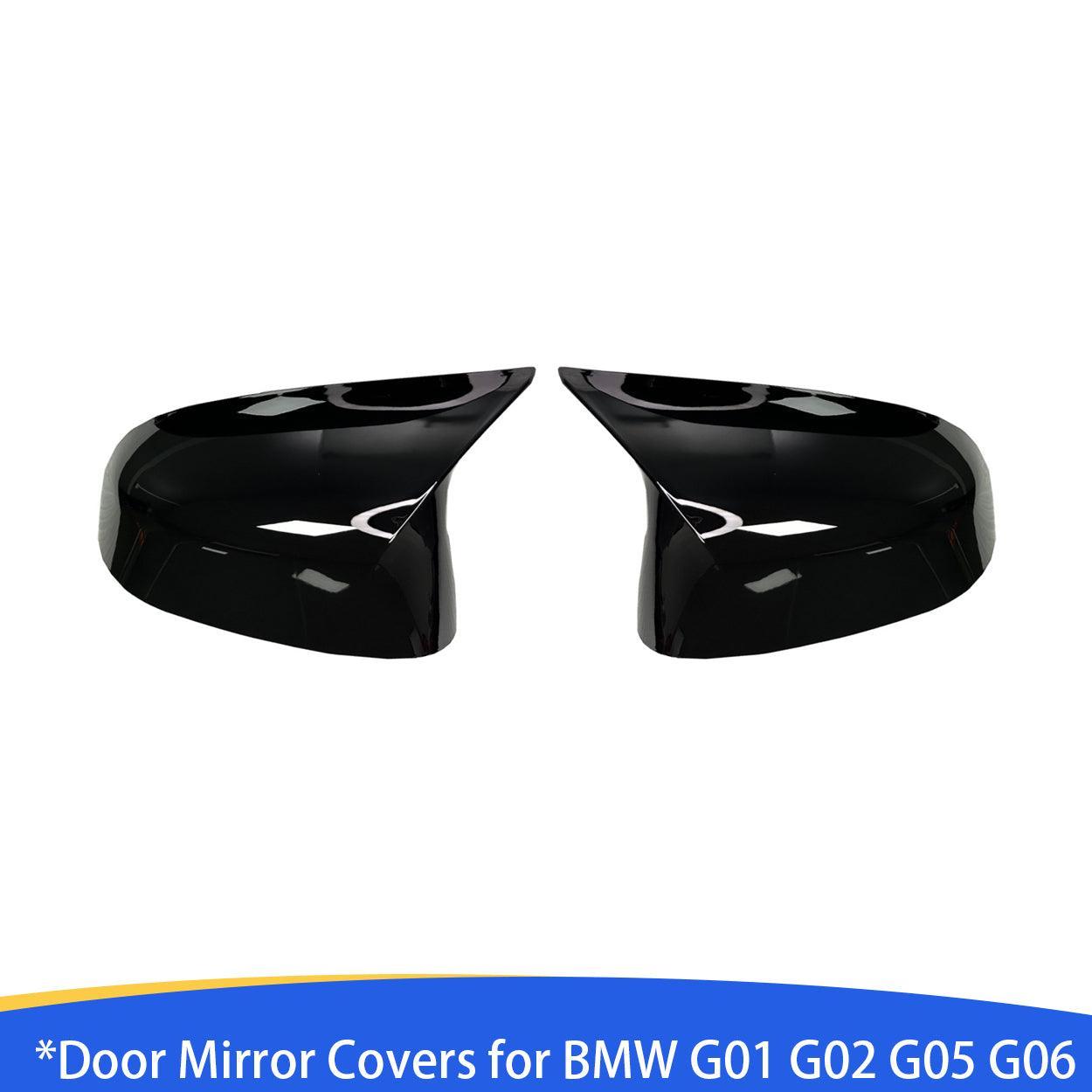 Compatible with BMW Mirror Cover X3 G01/X4 G02/X5 G05/X7 G07 2019-2024.X6 G06 2020-2024. M Style Glossy Black Rearview Mirror Caps for BMW. Horn Clip-on Left Driver and Right Side Mirror Cover-autoydsstore