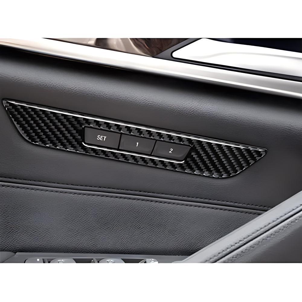 YDSSTORE  Compatible with Carbon Fiber Car Seat Memory Button Cover Panel Trim Sticker Interior for BMW 5 Series Accessories G30 G38 525i 530i 540i 2018 2019 2020 2021 Black 1PCS-autoydsstore