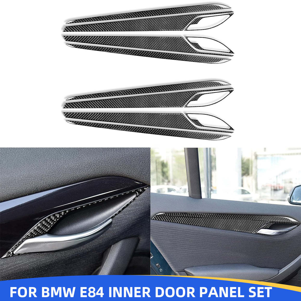 YDSSTORE Carbon Fiber  Car Inner Door Handle Panel Collision Protector Strip Cover Decoration Sticker Set Compatible with BMW X1 E84 2013 2014 2015 Auto Interior Trim Accessories 12pcs-autoydsstore