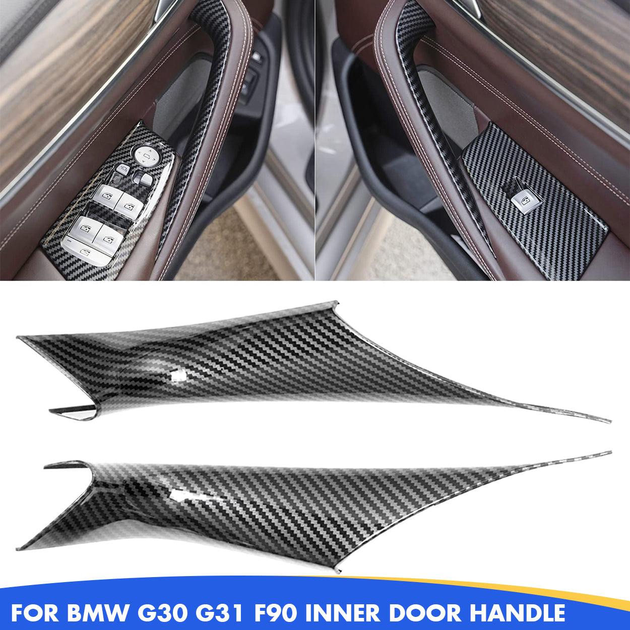 BMW 5 Series G30 G31 Interior Door Handle Covers 2017-2022 2PCS Replacement Door Pull Handle Covers for BMW G30 G31 F90 M5 518d 520d 520i 530d 540i M550i-autoydsstore