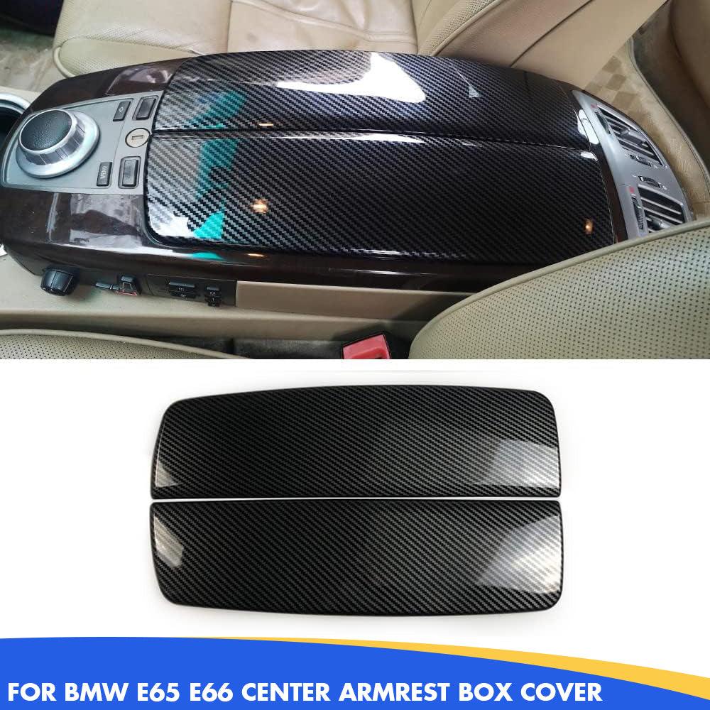 YDSSTORE  for BMW 7 Series E65 E66 2002-2008 ABS Carbon Fiber Color Car Interior Center Armrest Box Cover Console Box Storage Box Trim Covers(745i 745Li 750i 750Li 760i 760Li)-autoydsstore