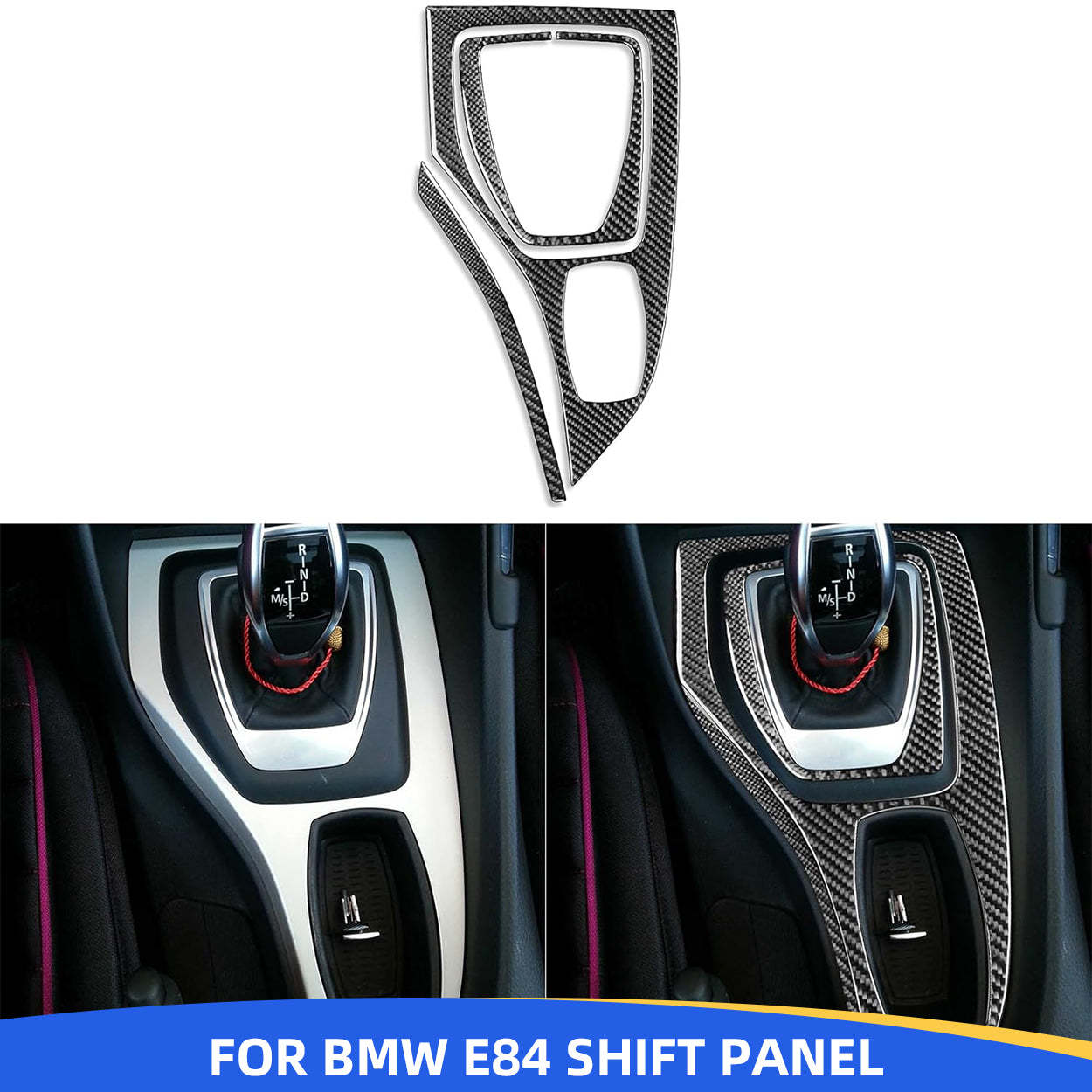 YDSSTORE Carbon Fiber  Center Console Shift Panel Gear Transmission Cover Decoration Sticker Set (3pcs) | Premium Interior Trim for BMW X1 E84 (2013-2015)-autoydsstore