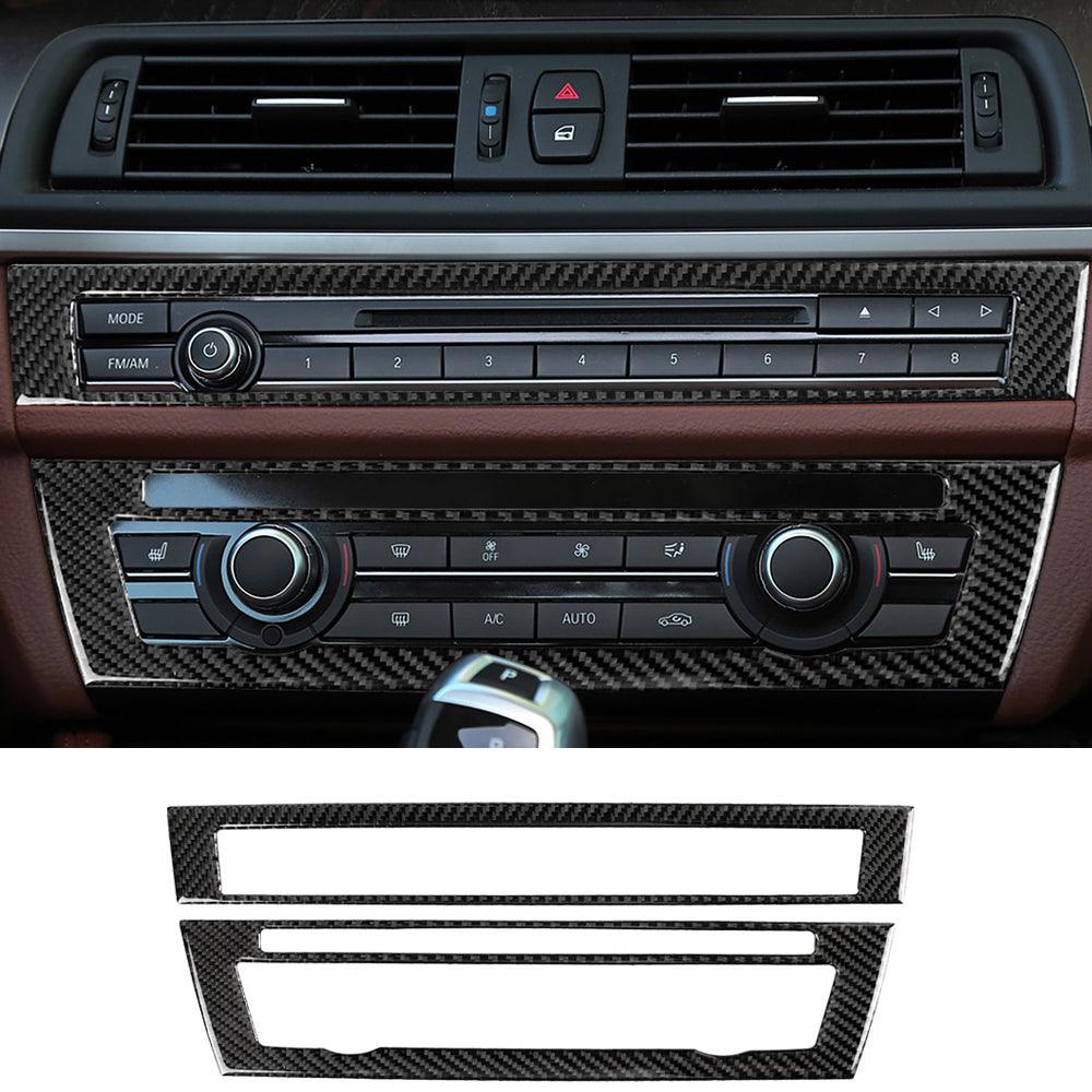 YDSSTORE Carbon Fiber Center Console Air Conditioner Panel Cover Trim for BMW 5 Series F10 F11 F18 520i 528i 530i 535d 535i 550i (2011-2017) – Black. 1PCS-autoydsstore