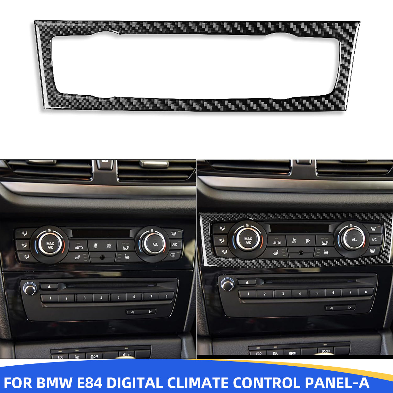 YDSSTORE Carbon Fiber  Car Central Console AC Climate Control Panel with Seat Heating Button Decoration Sticker Compatible with BMW X1 E84 2013-2015 Auto Interior Trim Accessories-Type A 1pc-autoydsstore