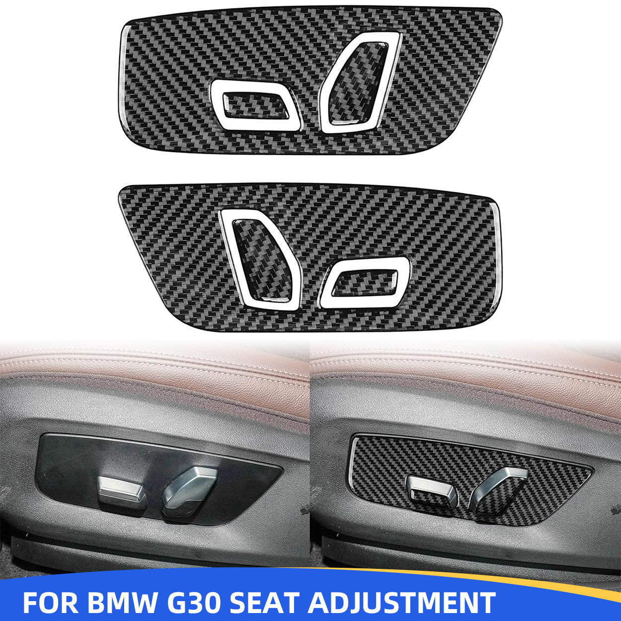 YDSSTORE Carbon Fiber Seat Adjustment Panel Decal (6pcs) | Premium Real Carbon Fiber Interior Trim for BMW 5 Series G30 G38 530i 540i (2017-2023) | Easy Installation-autoydsstore