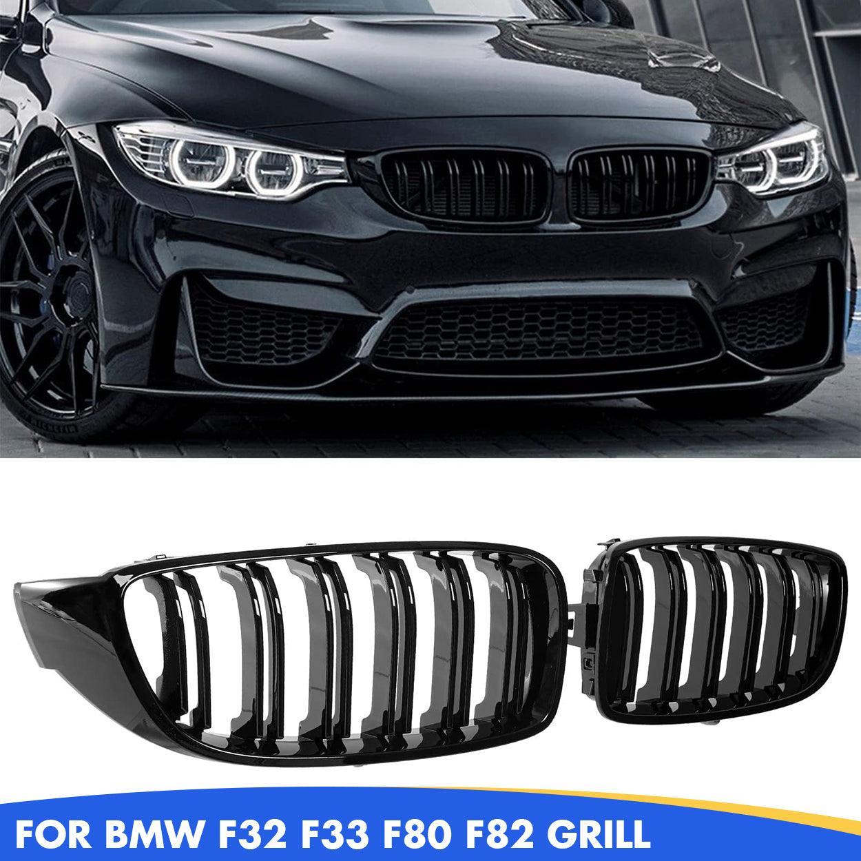 F32 Front Kidney Grille Grill for BMW 4 Series F32 F33 F36 (2014-2019) M3 F80 M4 F82 (2015-2019) - Gloss Black (2pcs)-autoydsstore