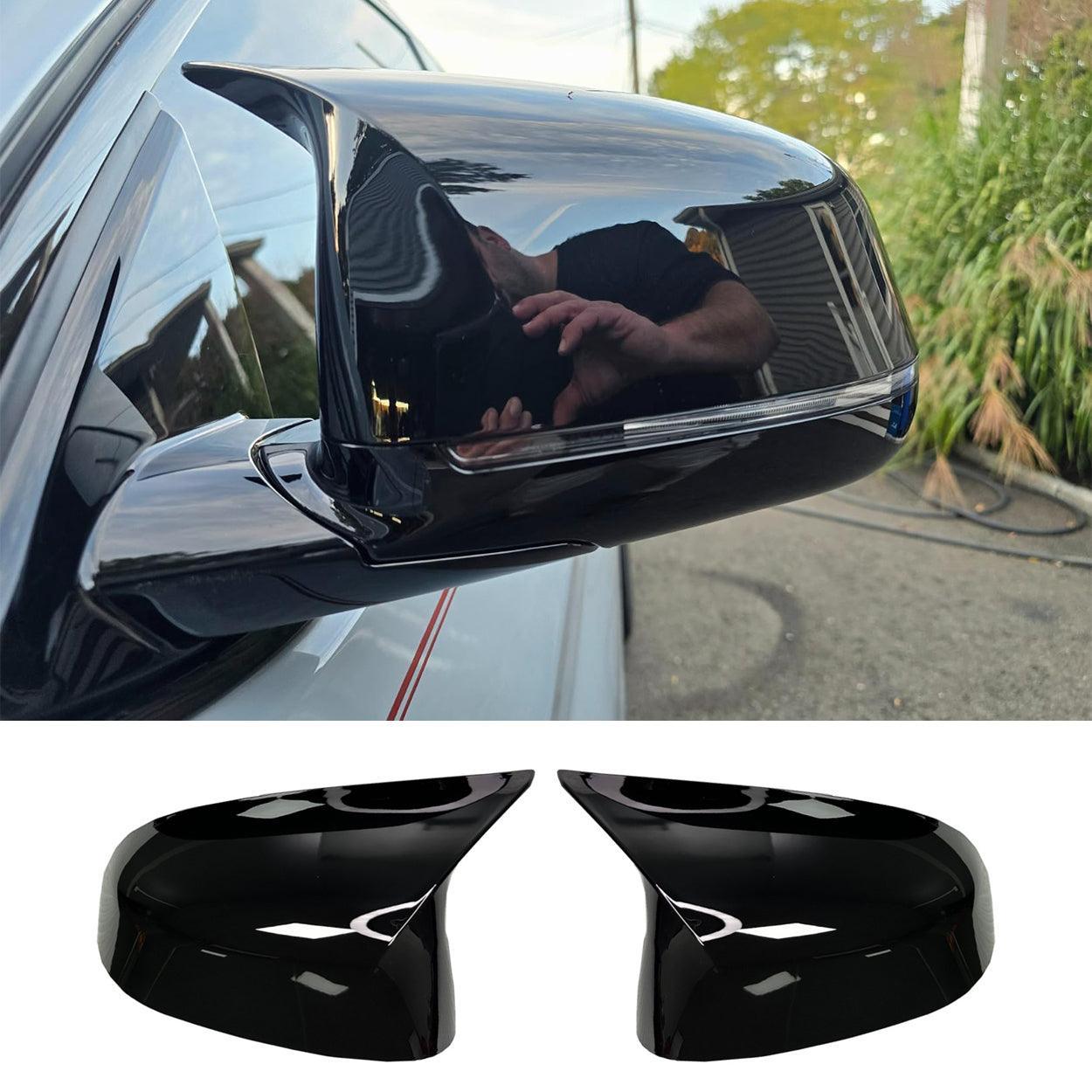 Compatible with BMW Mirror Cover X3 G01/X4 G02/X5 G05/X7 G07 2019-2024.X6 G06 2020-2024. M Style Glossy Black Rearview Mirror Caps for BMW. Horn Clip-on Left Driver and Right Side Mirror Cover-autoydsstore