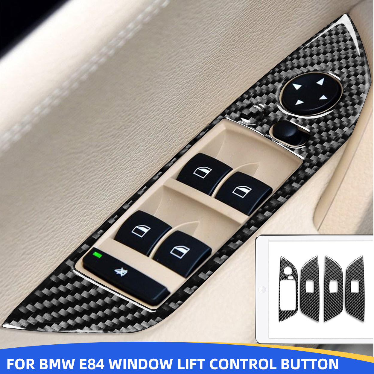 Carbon Fiber  Power Window Switch Panel Decoration – Window Lifting Control Button Trim Compatible with BMW X1 E84 2013-2015 (4pcs)-autoydsstore