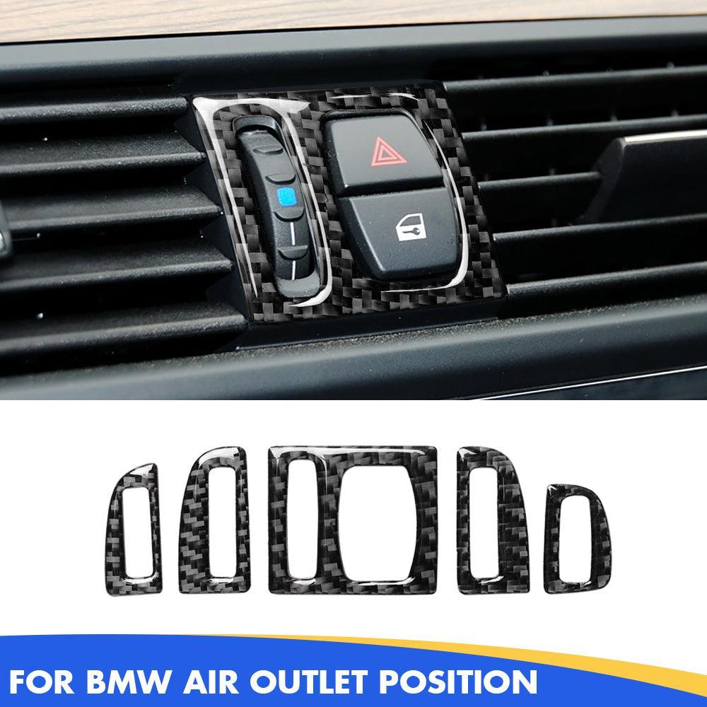 YDSSTORE Carbon Fiber Interior Trim - Air Conditioning Vents Frame Cover for BMW 5 Series F10 F11 F18 (2011-2017) | 5PCS Set - 520i 528i 530i 535d 535i 550i (Black)-autoydsstore