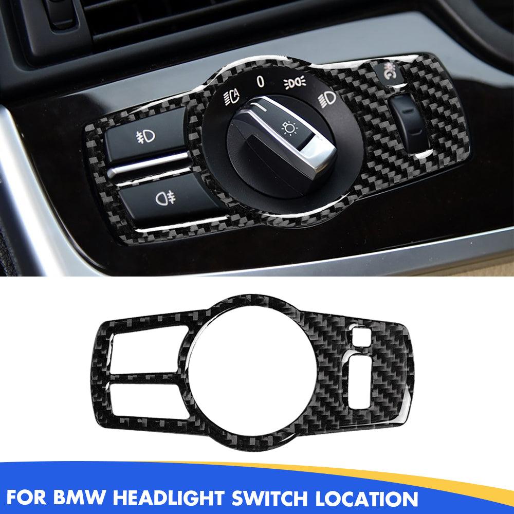 YDSSTORE Compatible Carbon Fiber Headlights Panel Cover Trim for BMW 5 Series F10 F11 F18 (520i. 528i. 530i. 535d. 535i. 550i) 2011-2017 (Black. 2PCS)-autoydsstore