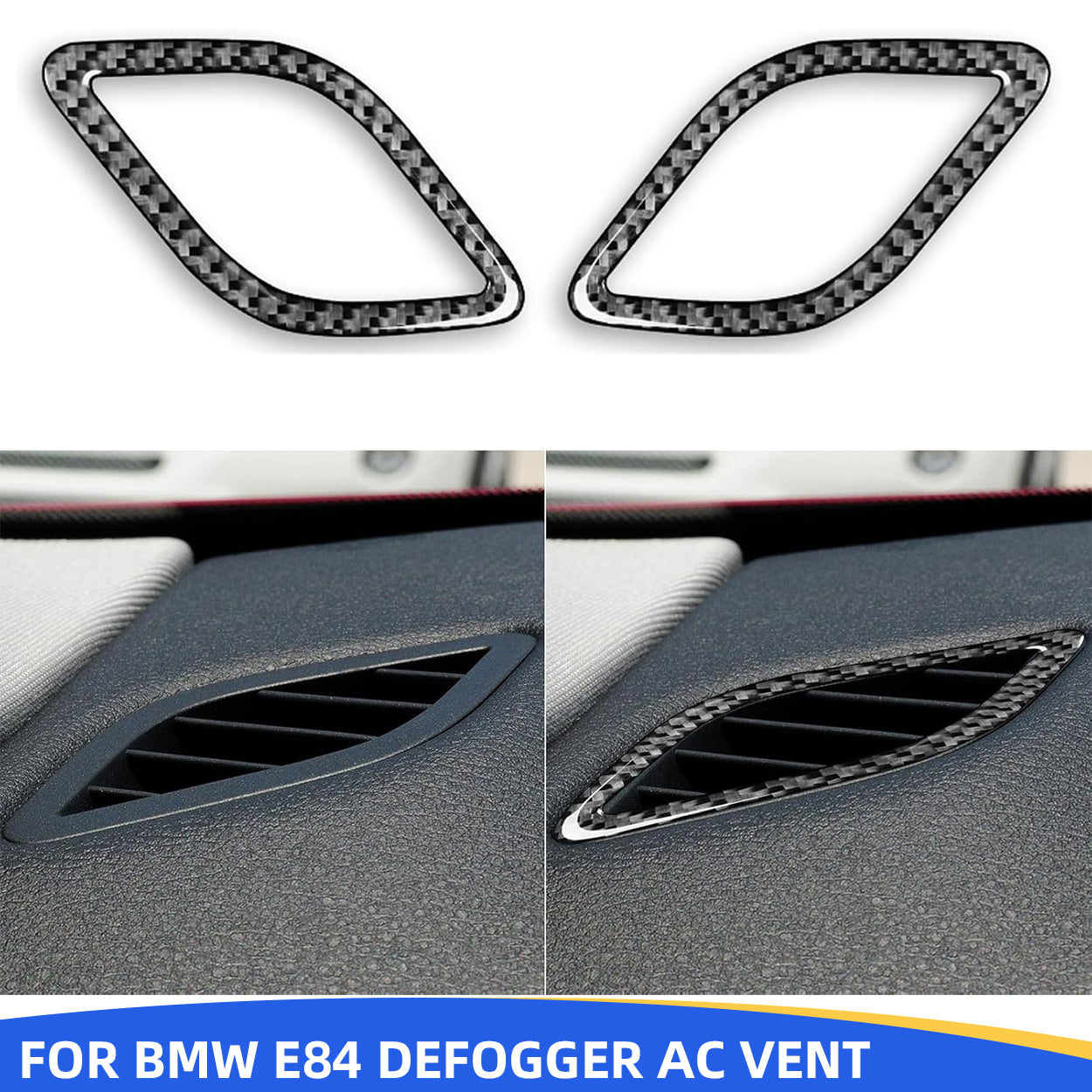 YDSSTORE Carbon Fiber  Car Dashboard Side Defogger AC Vent Panel Air Outlet Vent Frame Decoration Sticker Compatible with BMW X1 E84 2013 2014 2015 Auto Interior Trim Accessories 2pcs-autoydsstore