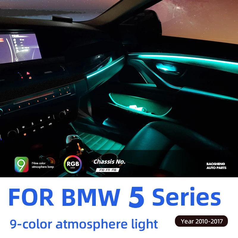 For BMW 5 series F10 F11 F18 Interior Door Panel 9 Color Decorative Lighting LED Atmosphere Light Upgrade Ambient Light Kit-autoydsstore