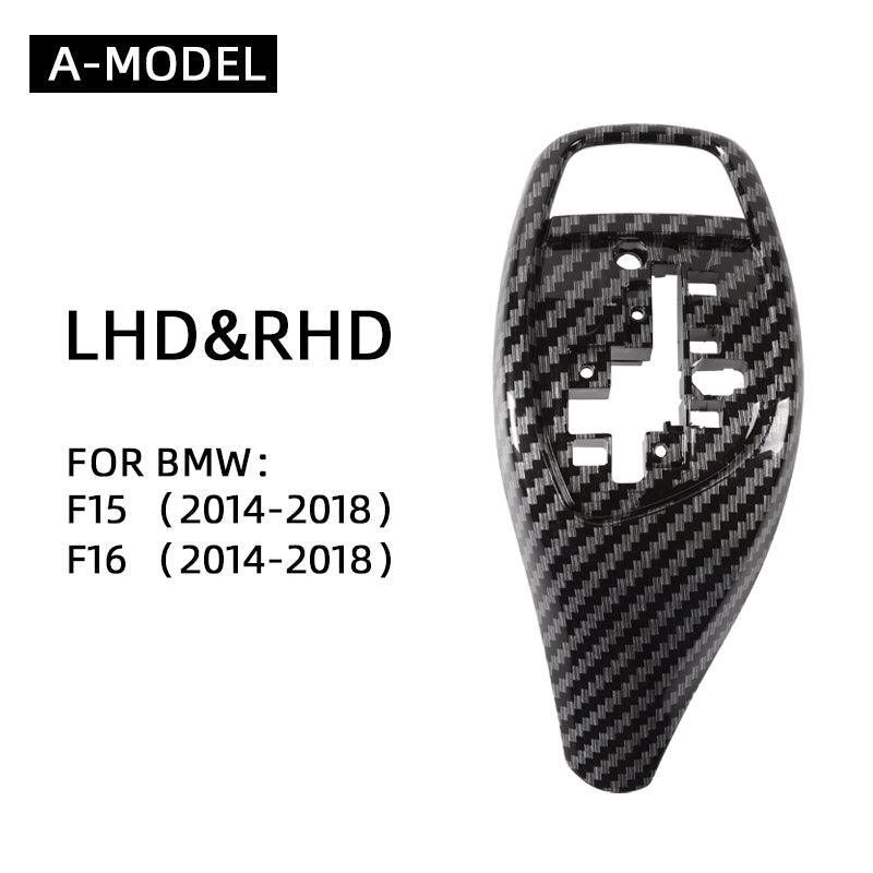 Replacement Gear Shift Cover Black carbon fiber pattern For BMW F15 F16 X5 X6 Shifter gear knob Lever Panel Head Cover Sticker-autoydsstore