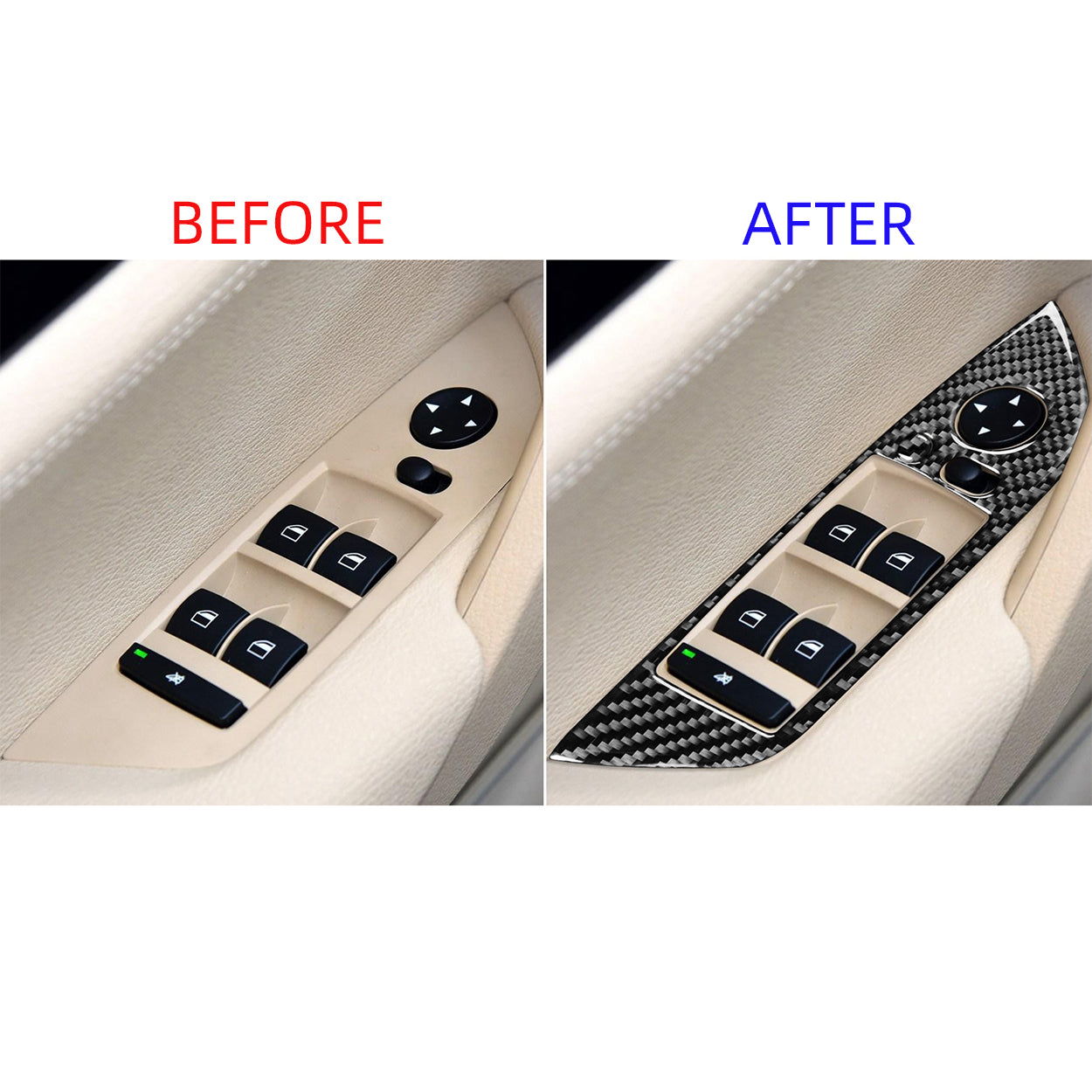 Carbon Fiber  Power Window Switch Panel Decoration – Window Lifting Control Button Trim Compatible with BMW X1 E84 2013-2015 (4pcs)-autoydsstore