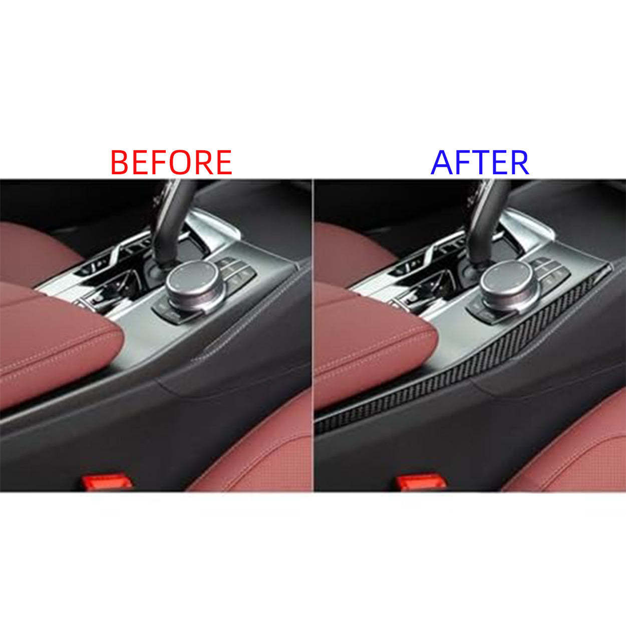 YDSSTORE Real Soft Carbon Fiber Center Console Gear Shift Decoration Strips (2pcs) | Premium Sticker for BMW 5 Series G30 G38 530i 540i (2017-2023) | Easy Installation-autoydsstore
