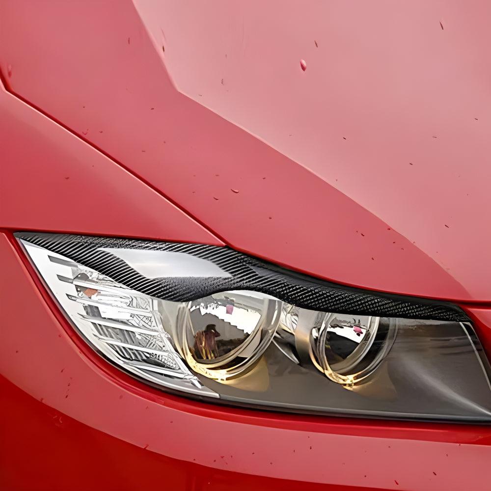 YDSSTORE  Real Premium Carbon Fiber Car Headlight Eyebrow Cover Headlamp Eyelid Trim Compatible with BMW 3 Series E90 2006-2008 Exterior Accessories Black-autoydsstore