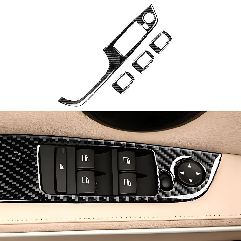 YDSSTORE Real Premium Carbon Fiber Car Window Lift Switch Panel Cover Interior Trim Compatible with BMW 3 Series E90 325i 328i 330i 335i 2006-2012 Accessories Black - 378mm Without Folding Button 4PCS-autoydsstore