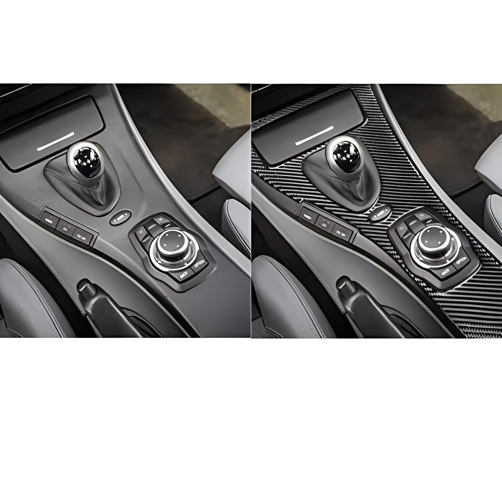 YDSSTORE  Real Premium Carbon Fiber Car Gear Shift Panel Cover Sticker Interior Console Trim Compatible with BMW M3 E92 2007 2008 2009 2010 2011 2012 2013 Accessories Black-autoydsstore