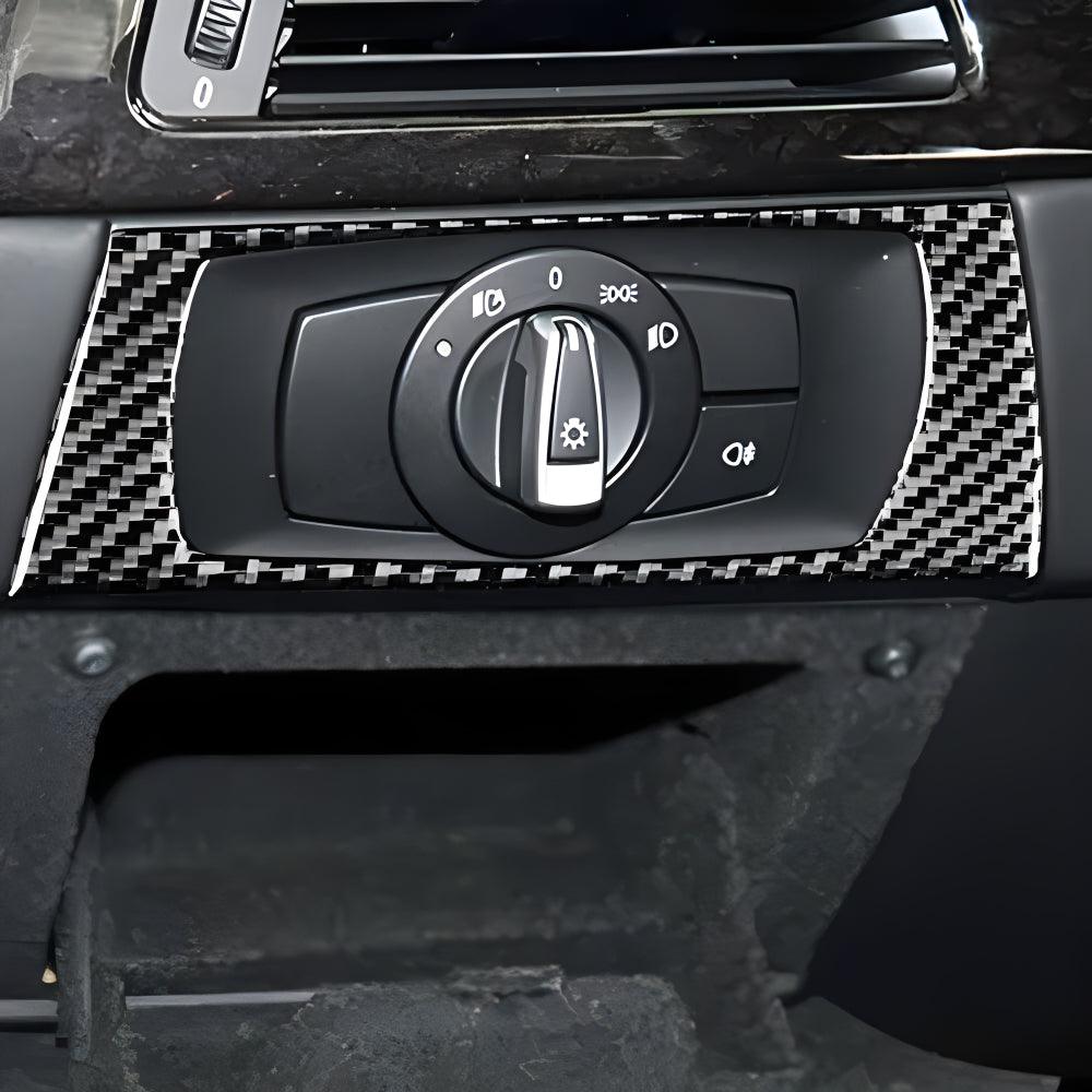 YDSSTORE Real Premium Carbon Fiber Car Headlight Switch Panel Frame Cover Sticker Interior Trim Compatible with BMW E92 M3 2007-2013 Accessories Black-autoydsstore