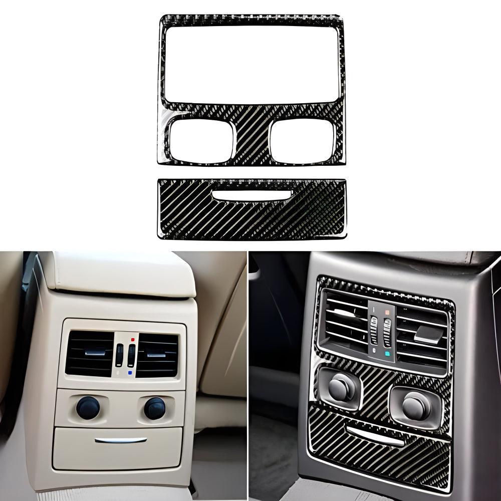 YDSSTORE Real Premium Carbon Fiber Car Rear Seat Air Conditioner Vent Cover Interior Trim Compatible with BMW E90 E92 325i 328i 330i 335i 2006 2007 2008 2009 2010 2011 2012 Accessories Black - B-autoydsstore