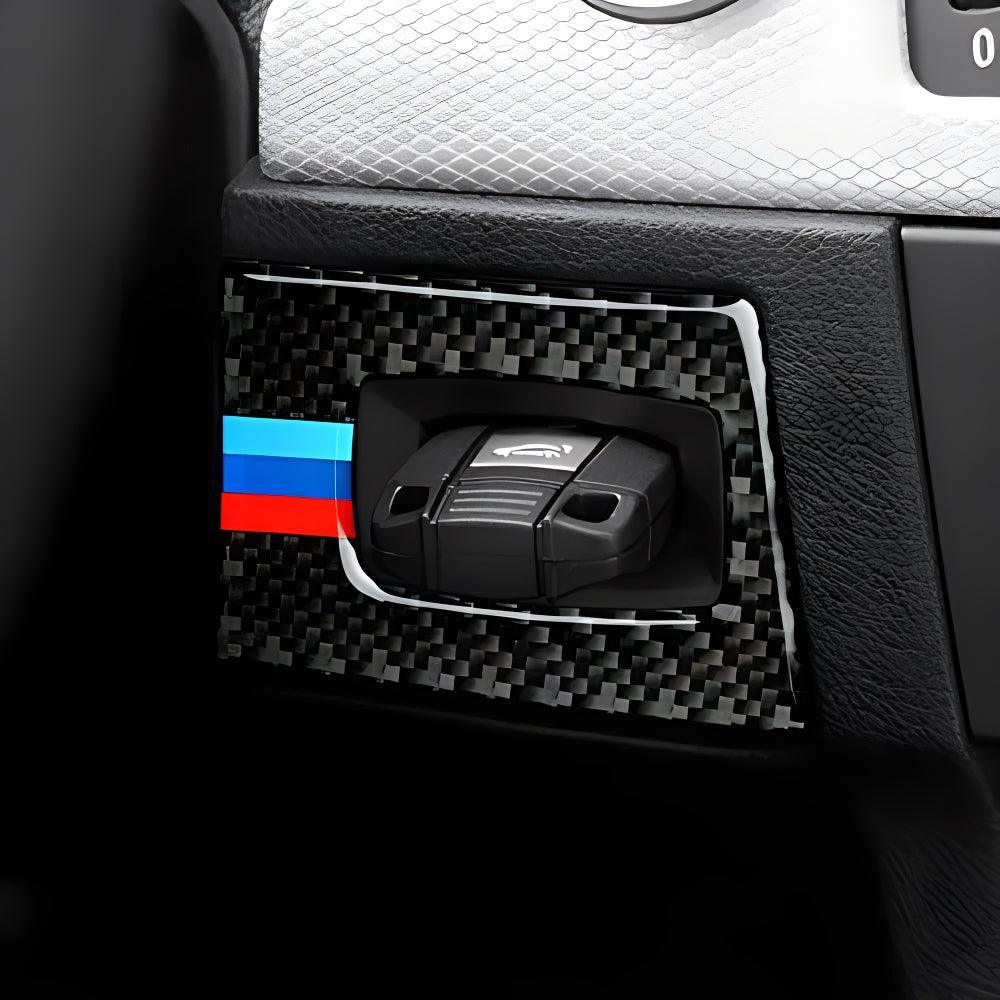 Car Key Engine Start Stop Push Start Button Frame Trim Cover Carbon Fiber Sticker Decal fits for BMW E90 E92 E93 2006 2007 2008 2009 2010 2011 Accessories-autoydsstore