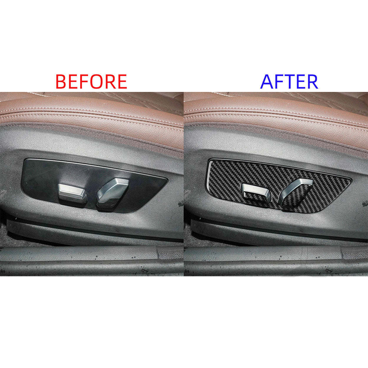 YDSSTORE Carbon Fiber Seat Adjustment Panel Decal (6pcs) | Premium Real Carbon Fiber Interior Trim for BMW 5 Series G30 G38 530i 540i (2017-2023) | Easy Installation-autoydsstore