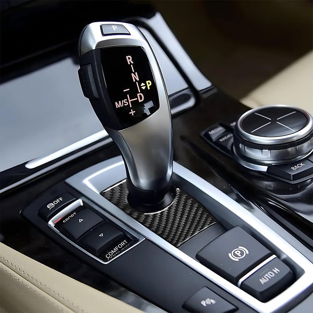 YDSSTORE  Compatible with Carbon Fiber Centre Consoles Gear Shifter Box Panel Cover Trim Interior for BMW 5 Series X3 F25 F10 F11 F18 5GT 520i 528i 530i 535i 2011-2017 (Black 1PCS)-autoydsstore