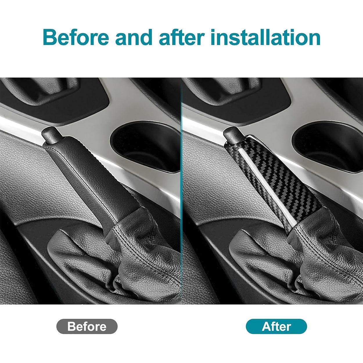 Carbon Fiber Pattern Handbrake Cover Grip Handle Lever for BMW 1 2 3 4 Series E90 E91 E92 Z4 E85 E86 E87 E81 E82 E87 E88 E60 E61 – Compatible Accessory (Not for F Series)-autoydsstore