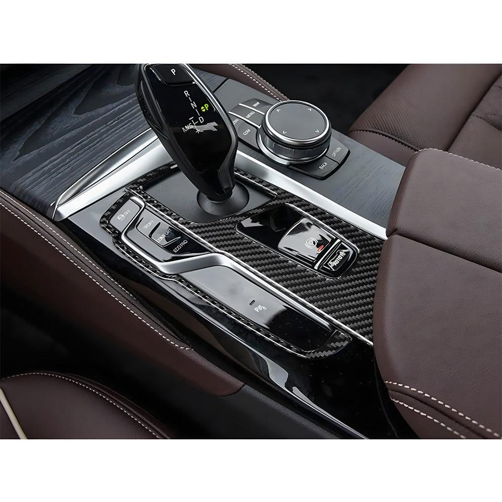 YDSSTORE  Compatible with Carbon Fiber Gear Shift Box Button Panel Cover Trim Sticker Interior Accessories for BMW 5 Series G30 G38 525i 530i 540i 2018 2019 2020 2021 Black 2PCS-autoydsstore