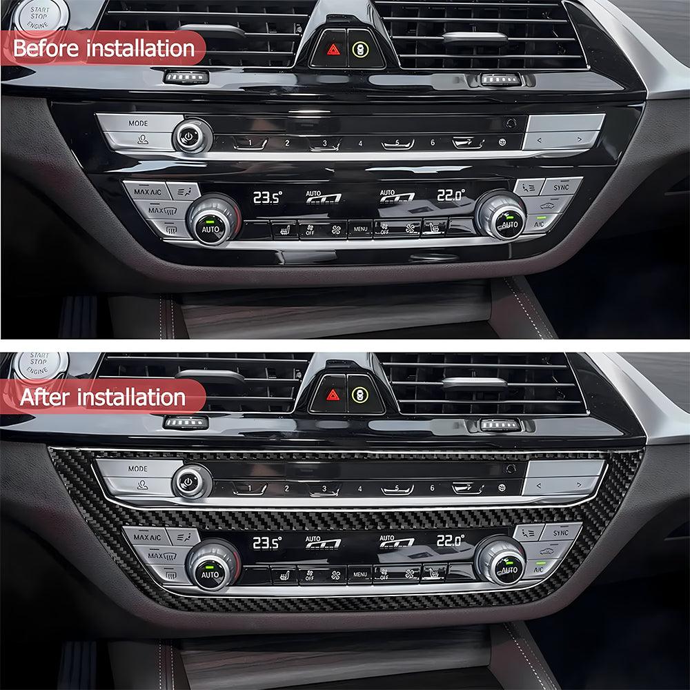 YDSSTORE  Compatible with Carbon Fiber Center Console Frame Mutimedia Button Knob Control Panel Cover Trim Sticker for BMW 5 Series G30 G38 525i 530i 540i 2018 2019 2020 2021 Black 1PCS-autoydsstore