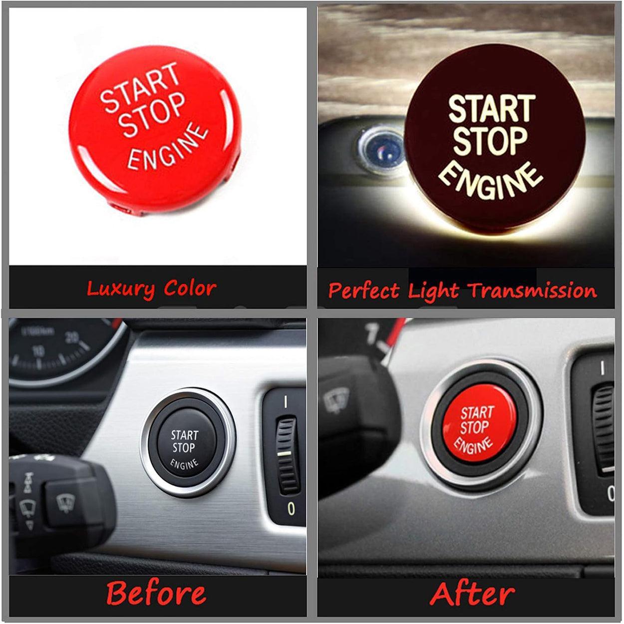 Sports Red Start Stop Button for BMW (1. 3. 5. 6 Series. X1. X3. X5. X6) - Compatible with E81. E90. E91. E60. E63. E84. E83. E70. E71 - Engine Ignition Switch Replacement-autoydsstore