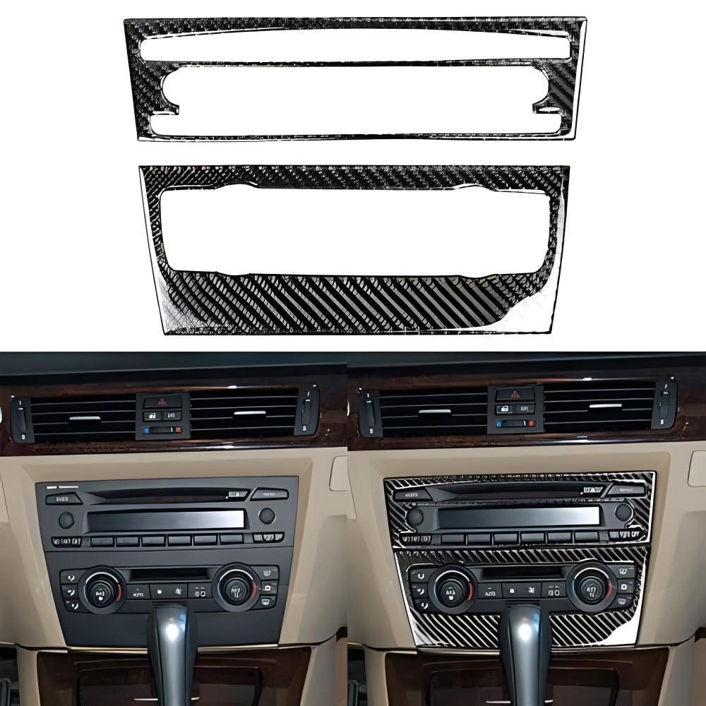 YDSSTORE  Real Premium Carbon Fiber Car CD AC Panel Cover Interior Trim Compatible with BMW 3 Series E90 E92 E93 325i 328i 330i 335i M3 2006 2007 2008 2009 2010 2011 2012 2013 Accessories Black - C-autoydsstore
