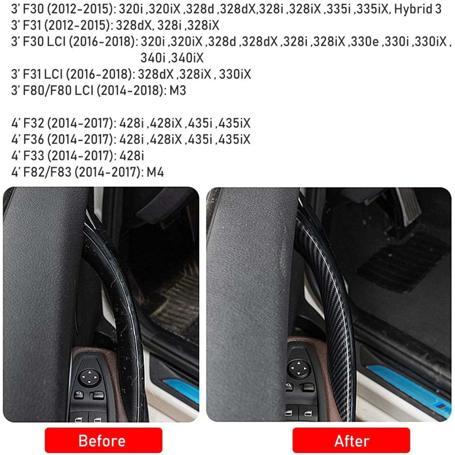 Upgraded For BMW 3/4 Car Door Handle-F30/F31/F32/F36 F80 2pcs| Carbon Fiber | YDSSTORE-autoydsstore