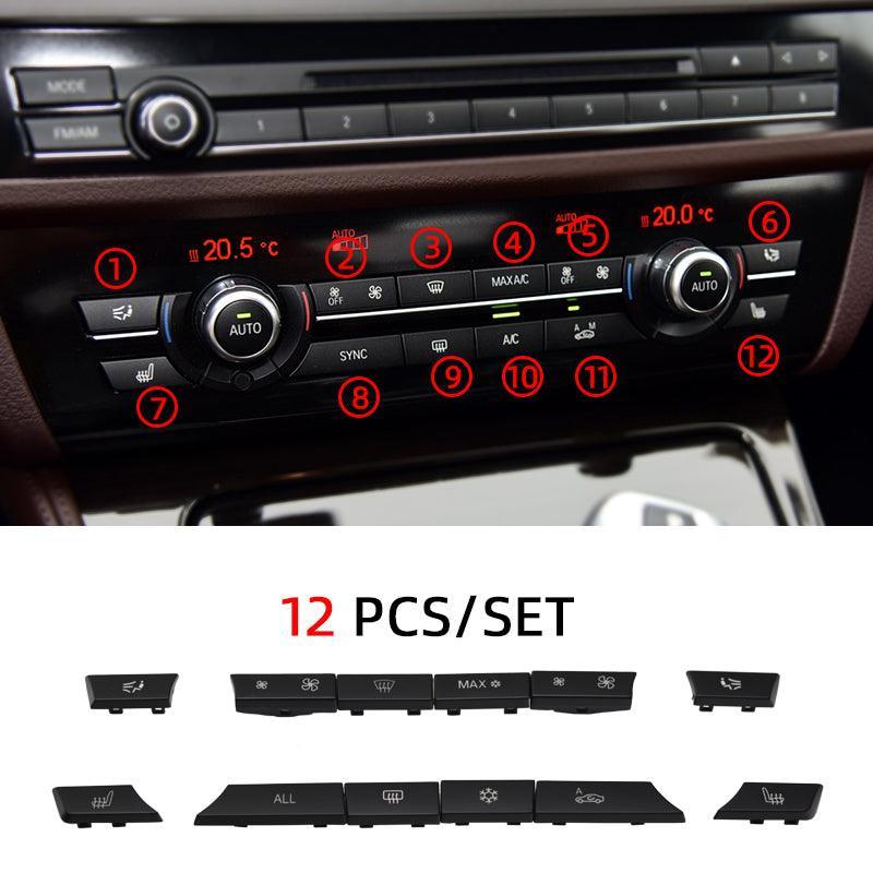 Set of 12 Air Conditioning A/C Heater Button Key Caps Switch Cover Repair Kit for BMW 5 6 7 F10 F01 F12 61319313923 931392-autoydsstore