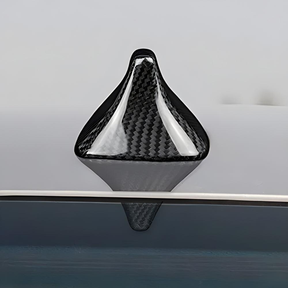 YDSSTORE Carbon Fiber Car Shark Fin Antenna Cover Auto Antenna Toppers Sticker for BMW F10 F18 F01 F02 F04 Exterior Accessories. Black-autoydsstore