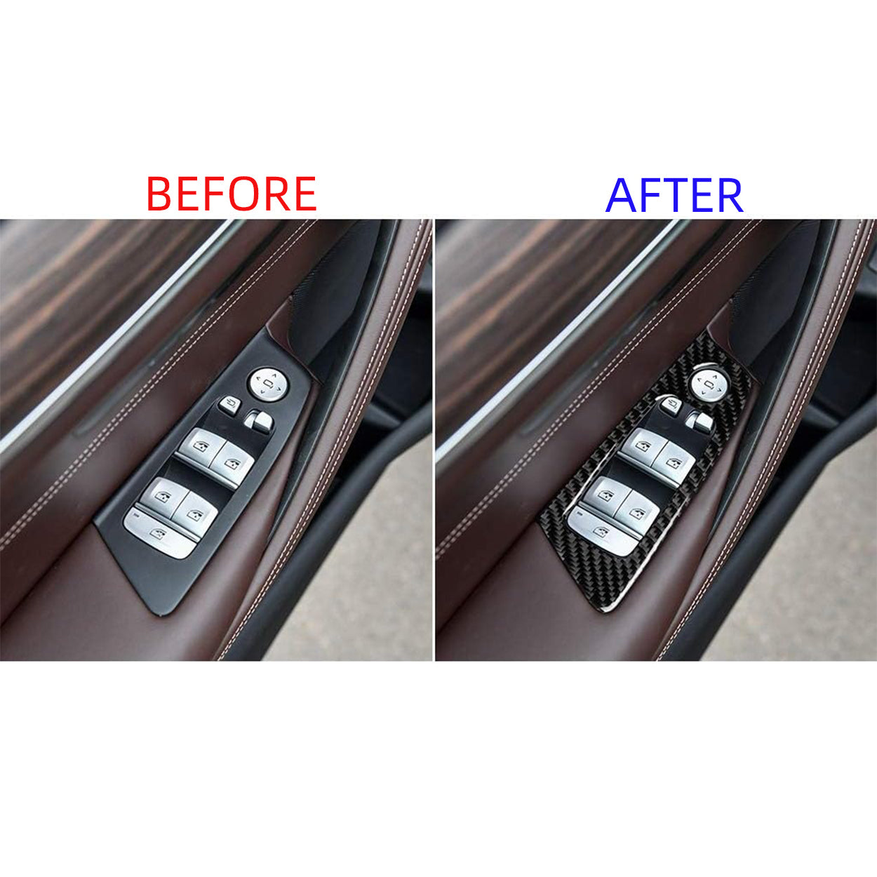 YDSSTORE Real Quality Soft Carbon Fiber Door Glass Lifting Control Panel Window Power Switch 4pcs Cover Interior Premium Sticker Accessories Compatible with BMW 5 Series G30 G38 530i 540i 2017-2023 Black-autoydsstore