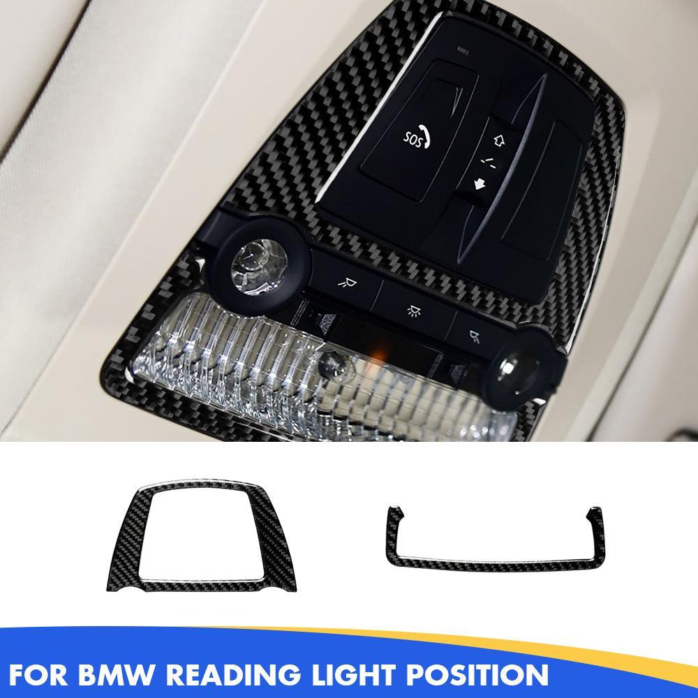YDSSTORE Carbon Fiber Center Console Reading Lamp Light Panel Cover Trim for BMW 5 Series. X3 F25. X4 F26. F10. F11. 5GT F07. F13. F06. F01. F02. F03. F04 (2011-2017) - 2PCS Black Interior Upgrade-autoydsstore
