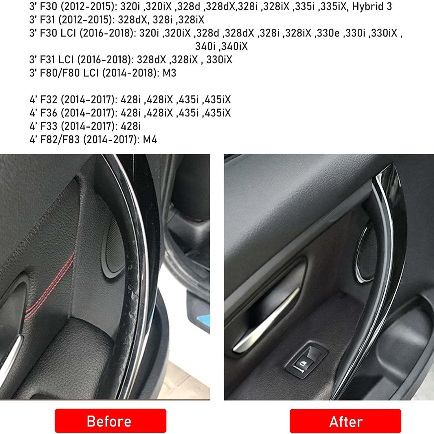 For BMW 3 Series Car Door Handle-F30/F31/F80 2pcs| Black | YDSSTORE