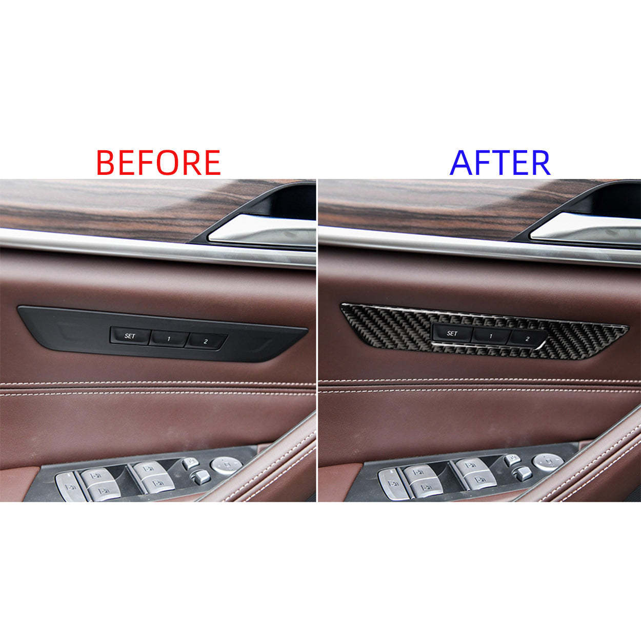 YDSSTORE Carbon Fiber Seat Memory Adjustment Buttons Decoration Decal | Premium Soft Carbon Fiber Sticker for BMW 5 Series G30 G38 530i 540i (2017-2023) | Easy Installation-autoydsstore